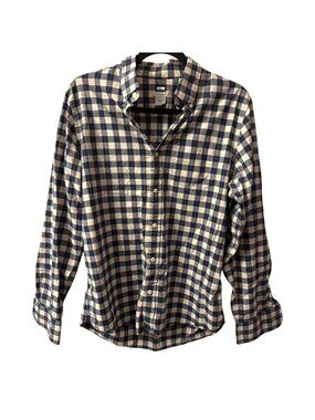 Club Monaco Check Button Down Shirt M Cotton Preppy Plaid Academia Classic Fit